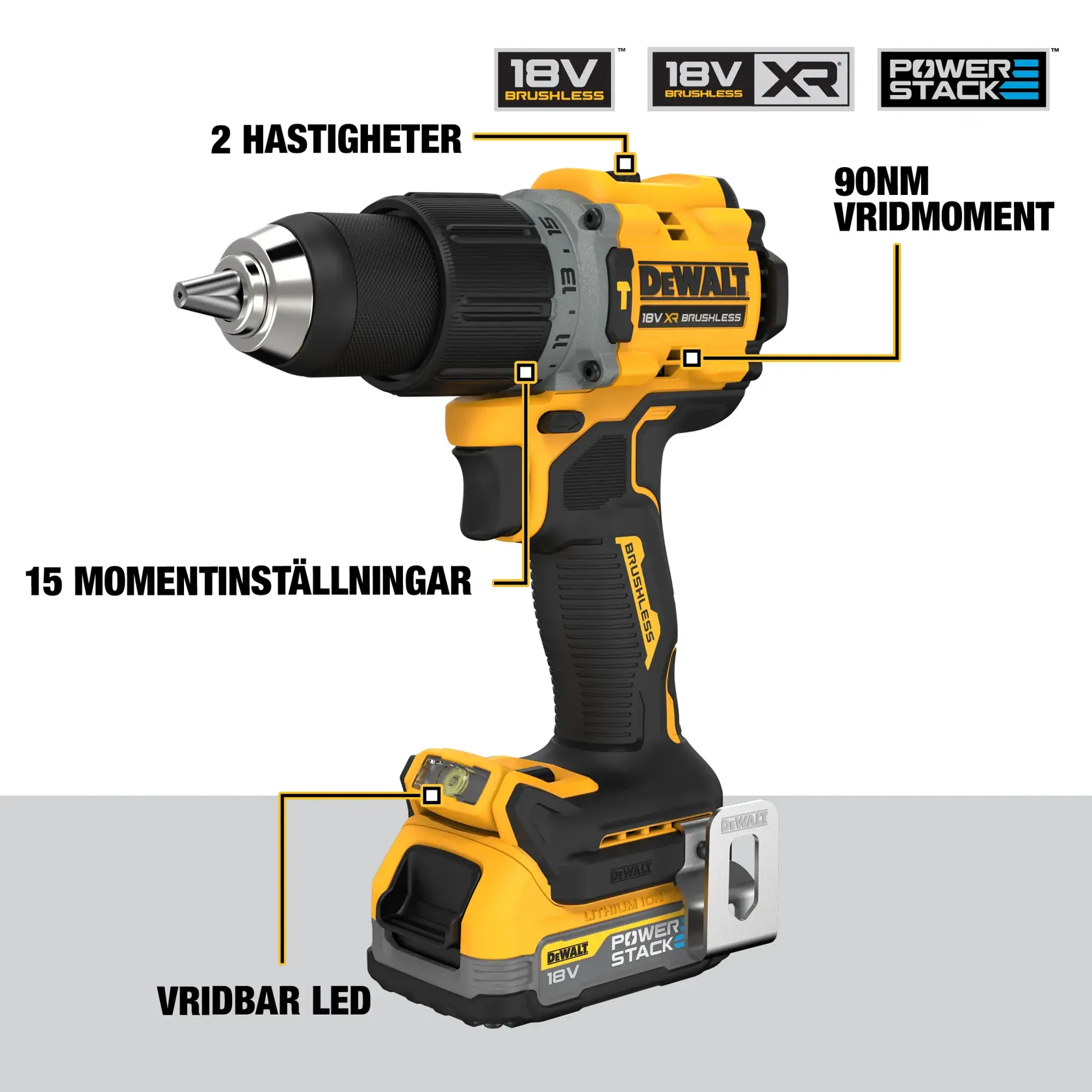 18V XR Kolborstfri slagborrmaskin med 2x POWERSTACK kompakt batterier och laddare i TSTAK