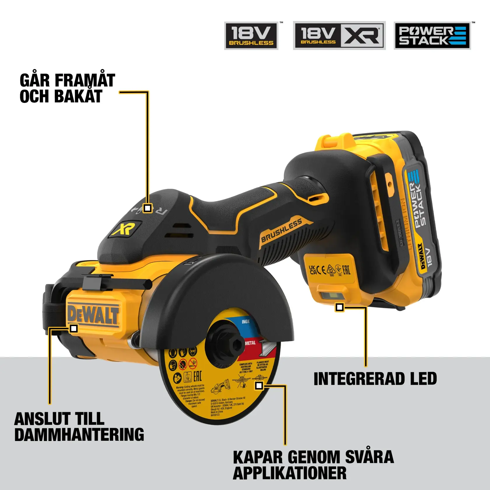 18V XR 76mm Kompakt multivinkelslip med 2x POWERSTACK kompakt batterier och laddare i TSTAK