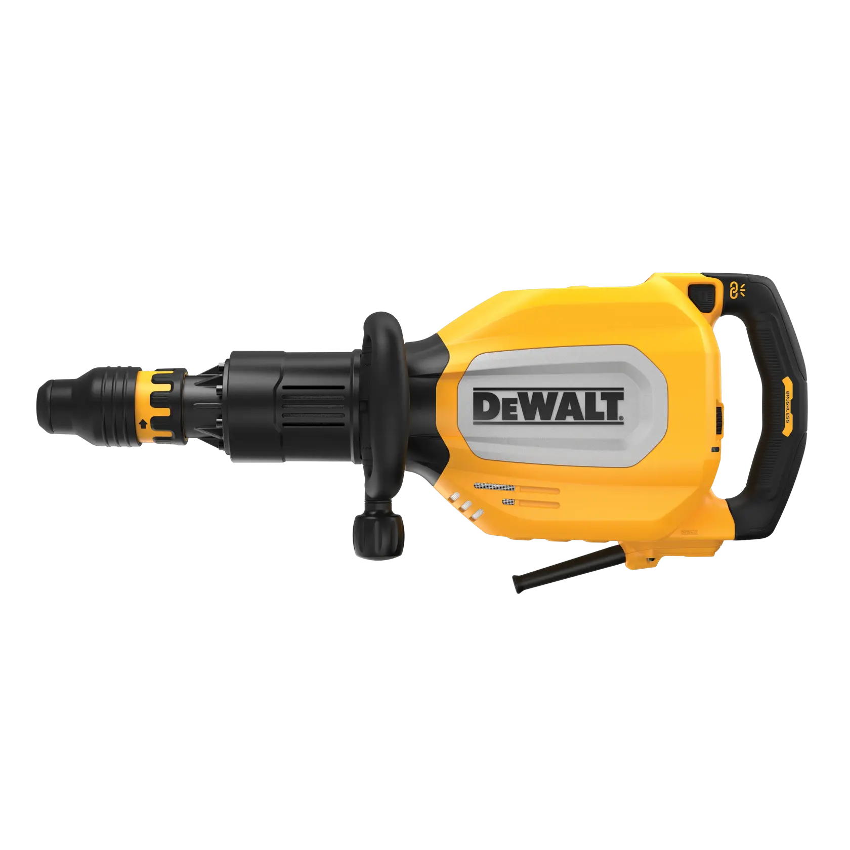 Marteau démolisseur DEWALT D25911K jaune et noir avec poignée sur fond blanc.