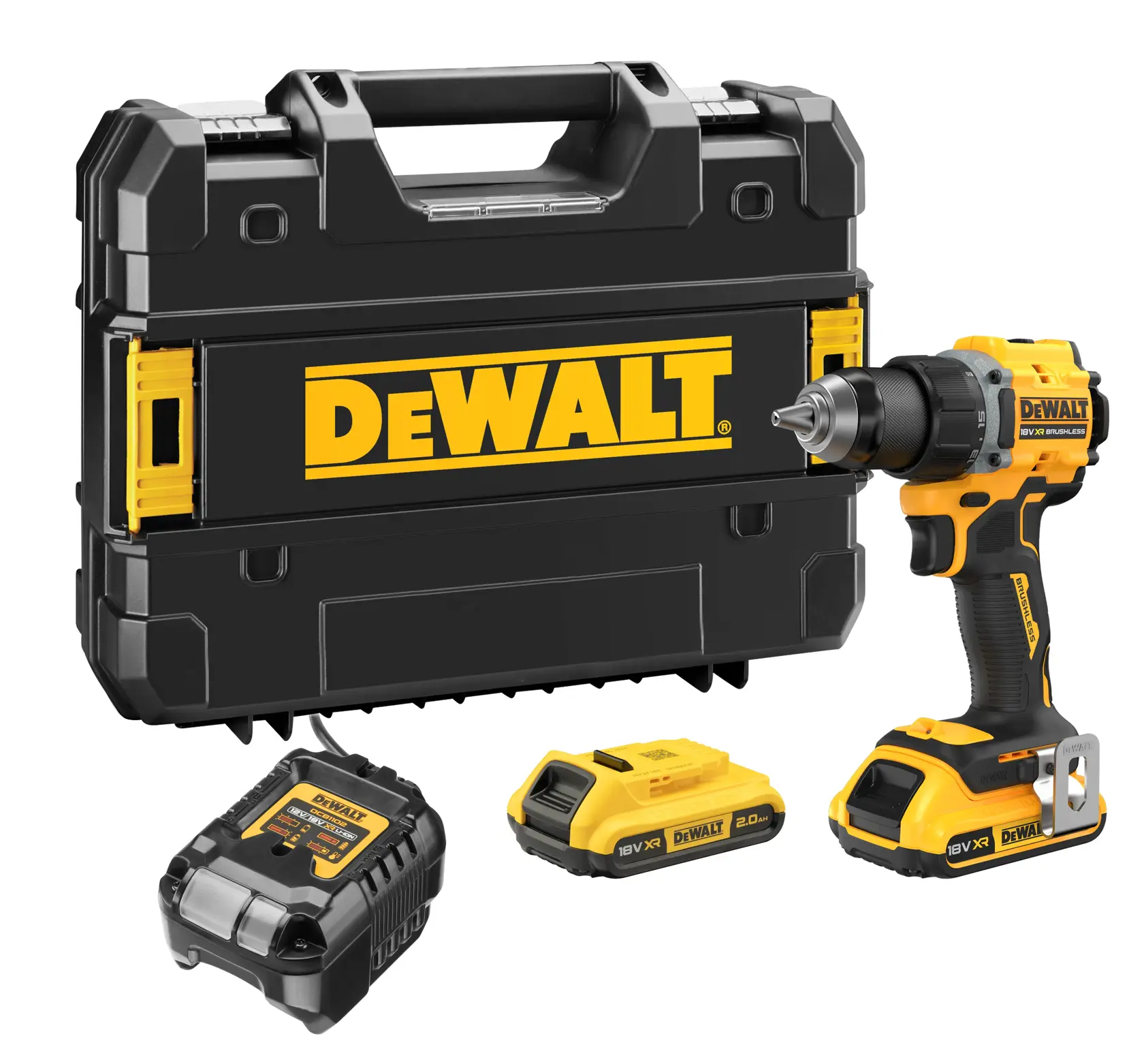 DEWALT DCD794D2T-QW, DCD794D2T, set de taladro con caja, cargador, batería, categoría: Fotografía.