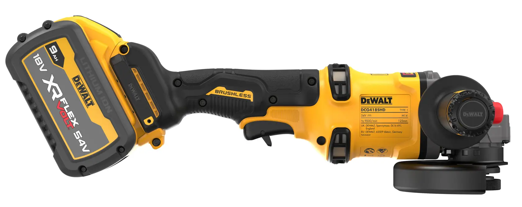 54V XR FLEXVOLT 125mm Vinkelslip med 2x9.0Ah