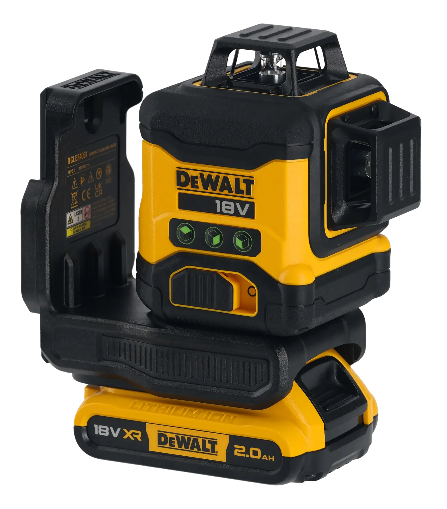 18V XR Verktygskit - slagborrmaskin och 3x360 krysslinjelaser med 2x 2.0Ah batterier och laddare i TSTAK