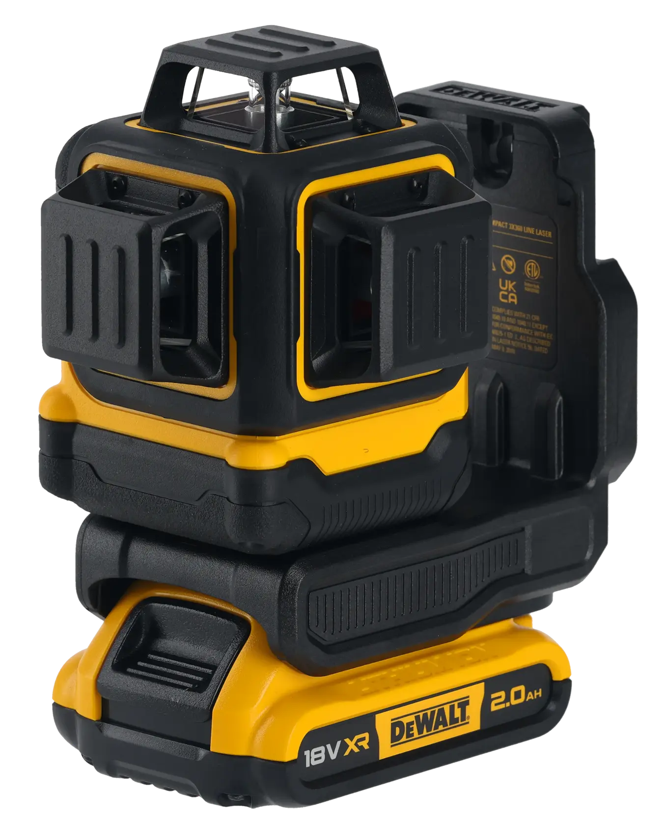18V XR Verktygskit - slagborrmaskin och 3x360 krysslinjelaser med 2x 2.0Ah batterier och laddare i TSTAK