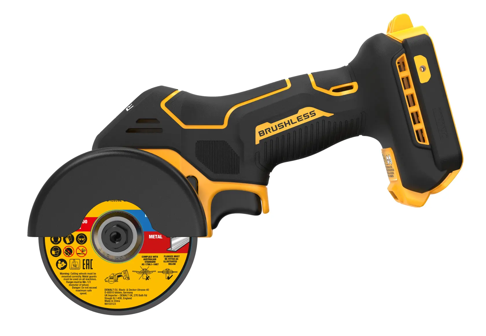 18V XR 76mm Kolborstfri kompakt multivinkelslip utan batteri och laddare