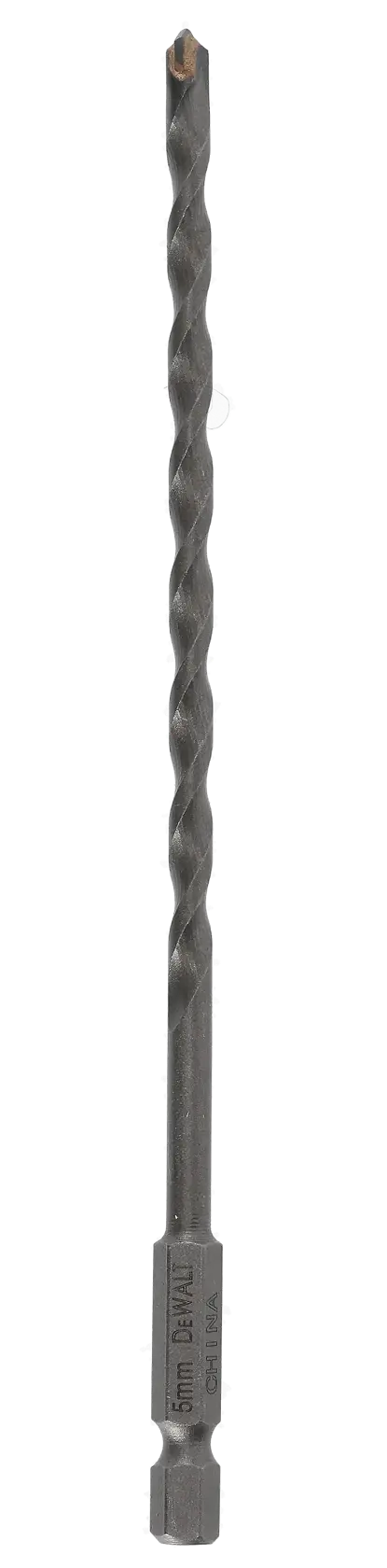 DEWALT DT60001 masonry drill bit with hex shank, used for drilling holes in stone, brick, or concrete surfaces.