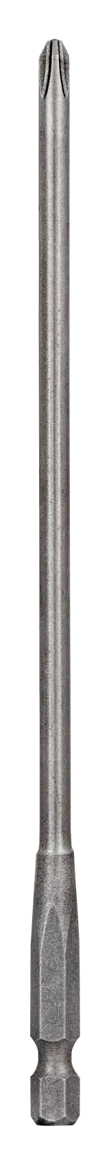 A single long metal screwdriver bit with a hex shank and a Phillips head, shown against a white background.