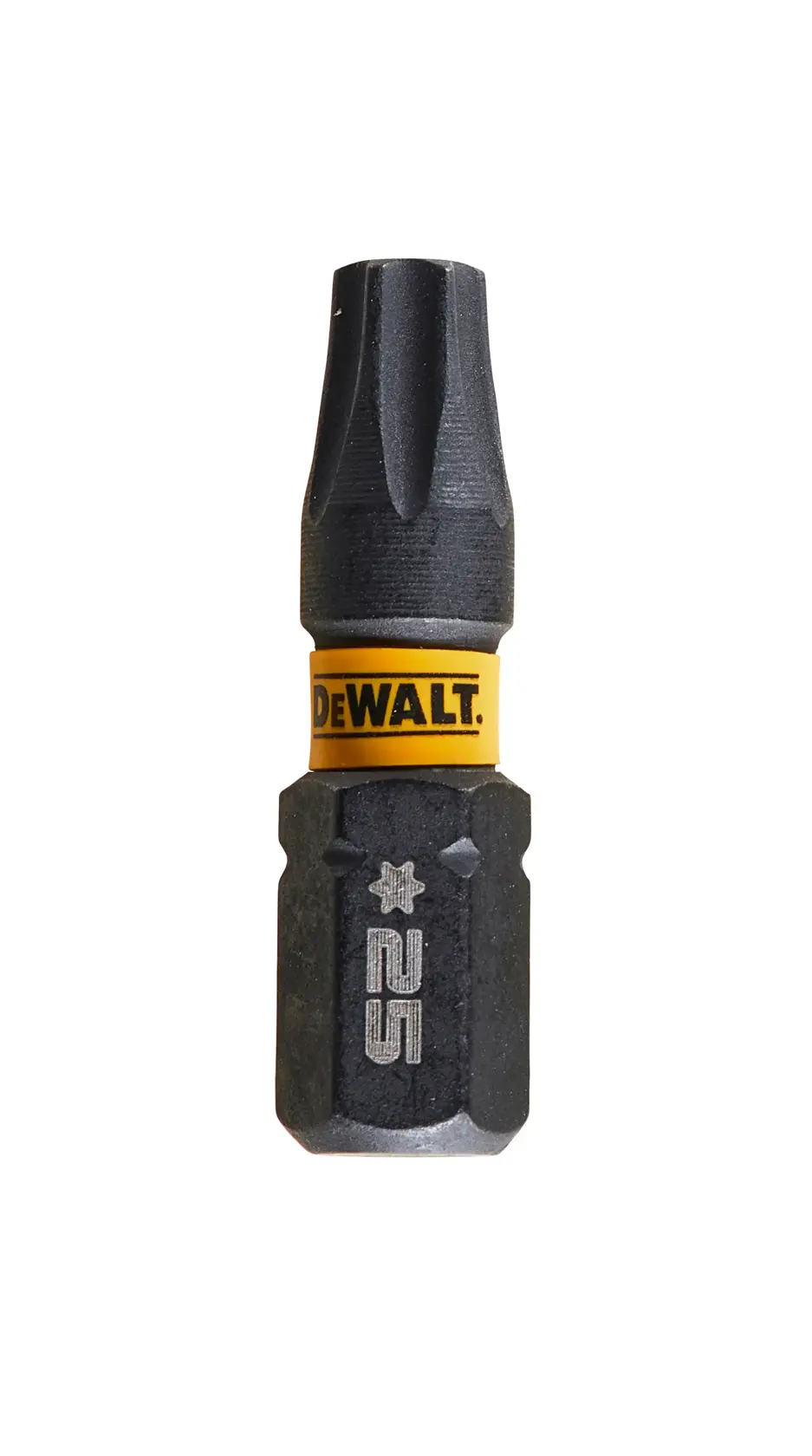 Punta de destornillador DEWALT DT7382T con banda amarilla, Torx tamaño 25.