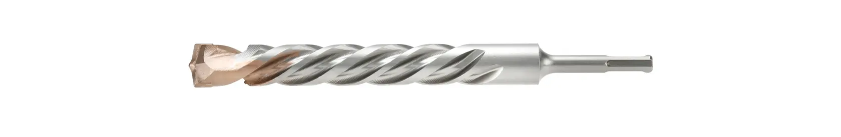 A metal drill bit with a spiral design and carbide tip, displayed on a white background.